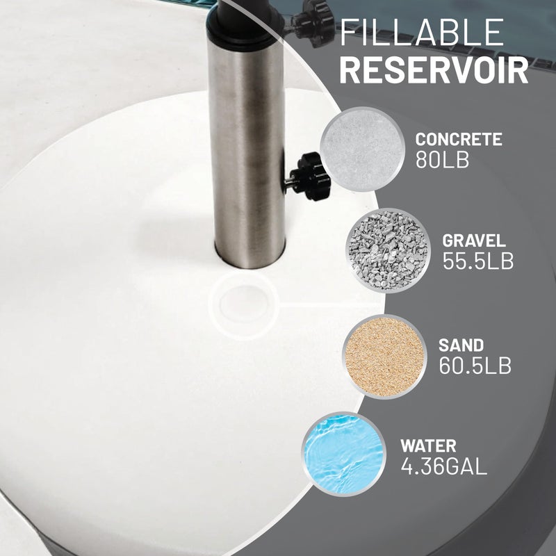 US Weight Fillable Free Standing Umbrella Base, Empty, White - Image 3